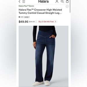 Halara Flex™ Crossover High Waisted Tummy Control Casual Straight Leg Jean (XL)
